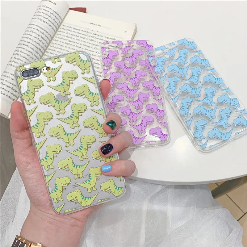 

Cute Dinosaur Pattern Phone Case For iphone XS Max XR X Case For iphone 6 6s 7 8 plus Transparent Soft Cases Funny Cartoon Cover