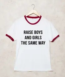 Подъем Обувь для мальчиков и Обувь для девочек так же Рубашки для мальчиков Ringer футболка равных Футболка белая футболка Феминистская Ringer
