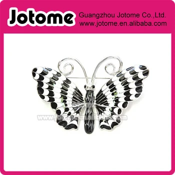 

2.25 long and 1.5 wide inch Gorgeous Black White Enamel Butterfly Pin Brooch