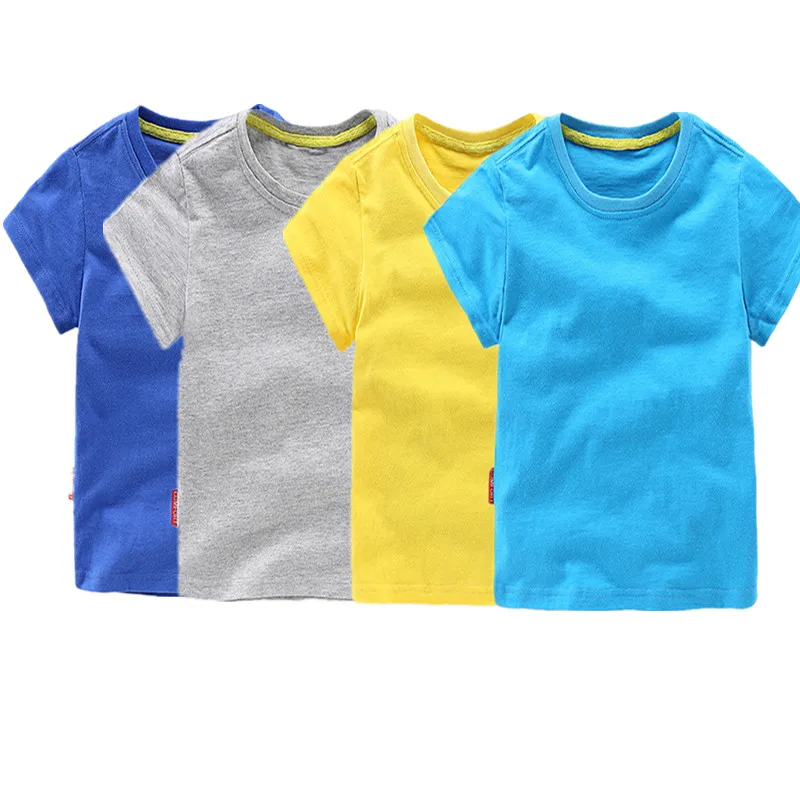 2017 Newest boys Girls T Shirt Solid Color children kids clothes boy