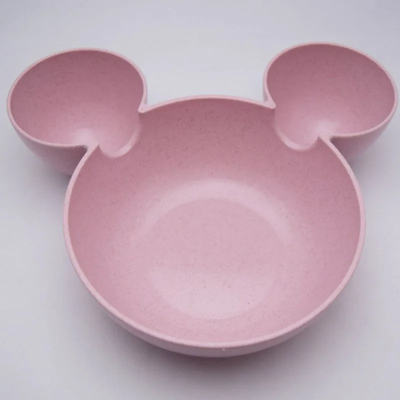 Посуда для детей эко-чаша здоровая Пшеничная солома кухня пластиковые чаши фаст-фуд блюдо столовые приборы для путешествий еда Tigela - Цвет: Pink bowl