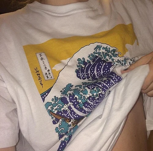 

hahayule Hokusai Japanese Painting Under The Wave Off Kanagawa White T-Shirt Unisex Tumblr Fashion White Tee