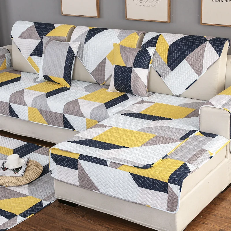 

Modern Simple Lattice Sofa Cover Cotton Slip-Resistant Sofa Towel Chair Covers Mats Living/Drawing Room L-Shaped