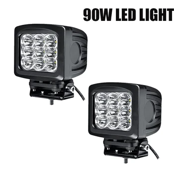 

2pcs Powerfull 90W LED Work Light SPOT Beam 9*10w Led Off road Light for Driving Lamp Car 4WD SUV,
