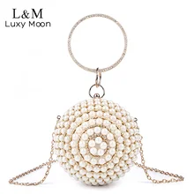 Роскошная женская вечерняя сумочка с жемчугом и бусинами, круглая сумочка с бриллиантами для невесты, свадебной вечеринки, сумочка на цепочке, клатч, мини кошелек для ужина, bolso XA206H