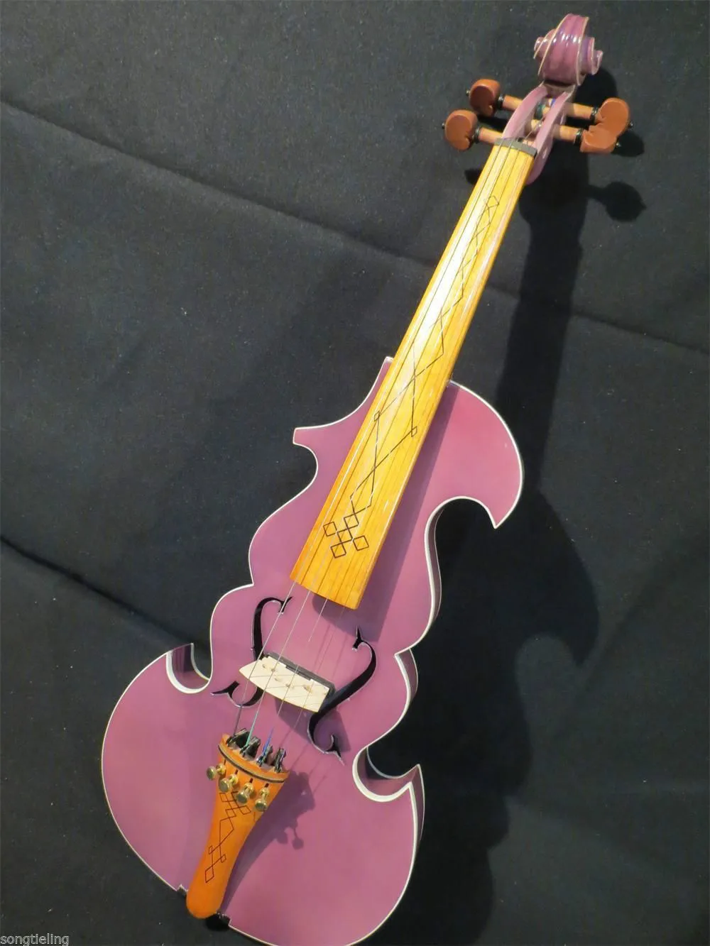 Beautiful purple best model 4/4 electric violin +Acoustic violin 8758