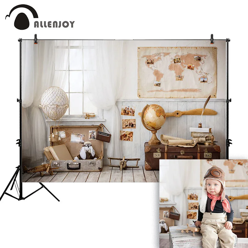 

Allenjoy photography backdrops little pilot hot air balloon aircraft travel background photo studio photocall photophone shoot