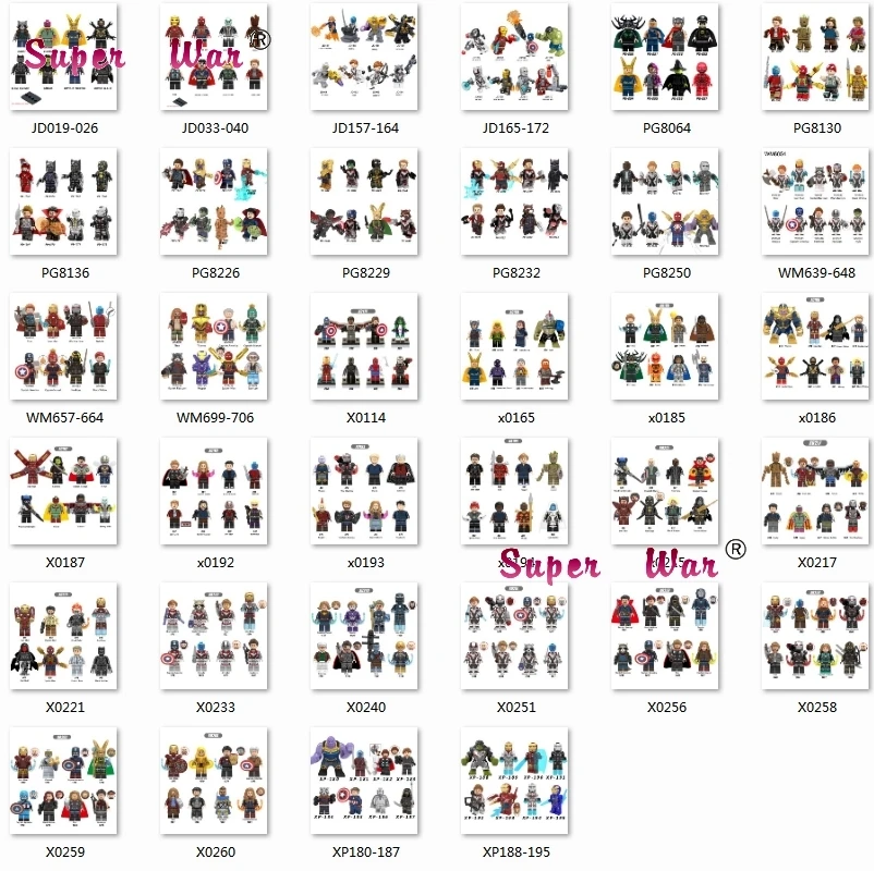 

10Set Marvel Comics Series 5 Infinity War Endgame Iron Man Loki Thor Hawkeye Captain America Model Bricks Children Toys