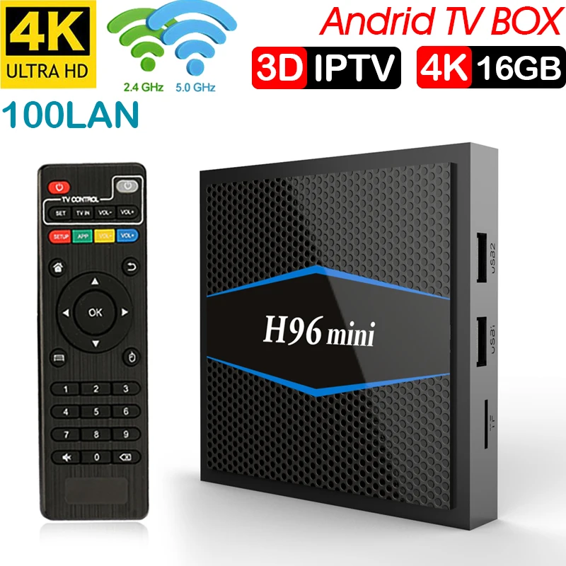 H96 Mini caja de TV inteligente Android 7 1 Amlogic S905W 4 K Box 2 Гб 16 H.265 4g WiFi 100 Мбит/с четырехъядерный смарт
