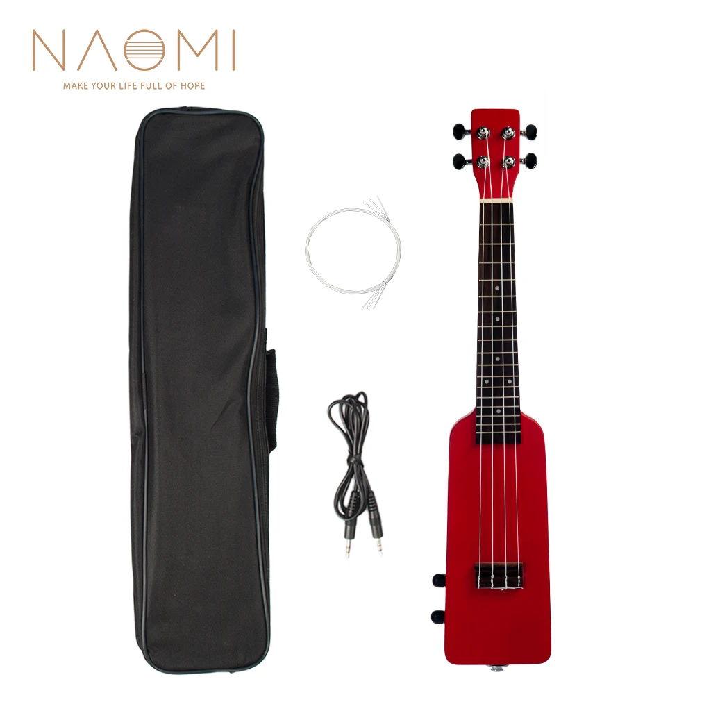 NAOMI 2" Okoume электрическая укулеле Uke комплект W/Gig Bag 3,5 мм аудио кабель тихий Электрический Укулеле концертный Uke красный цвет