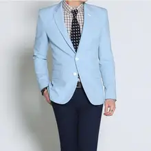 Высококачественная светло-синяя Свадебная мужская куртка для отдыха на заказ, для торжественных случаев, Лучший мужской костюм, модный, с двумя пуговицами