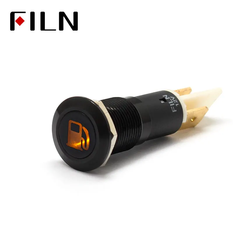 

FILN 12mm Car dashboard Fuel tank symbol led red yellow white blue green 12v led indicator light with pin
