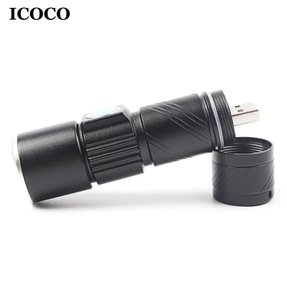 

ICOCO Portable Mini USB Rechargeable Flashlight Multifunctional Torch Waterproof IPX6 for Outdoor Night Riding/Camping/Emergency