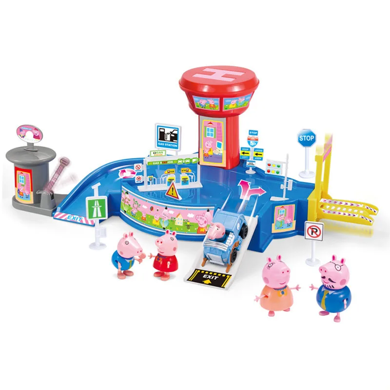 Peppa модель свинья экшн-игрушка фигурки Детские Блоки Набор милый поросенок кукла Пикник автомобиль трек вилла замок игрушка для детей