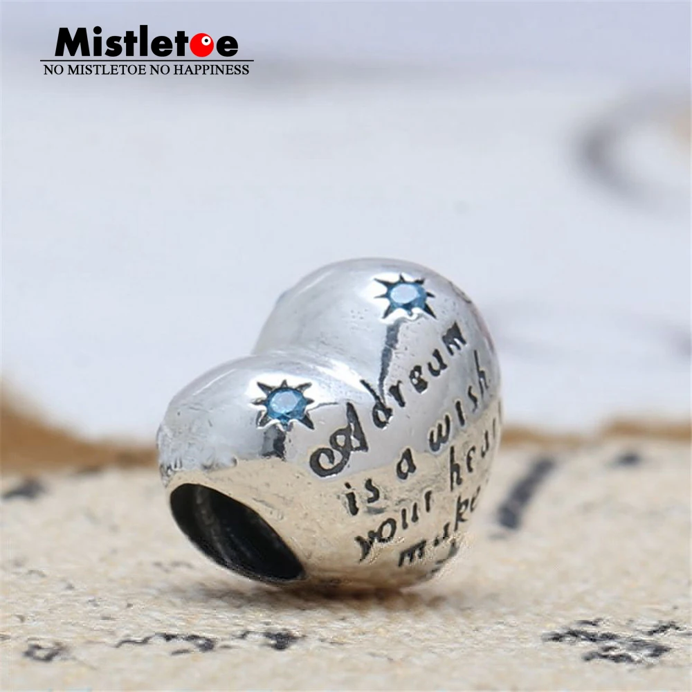 

Authentic 925 Sterling Cinderella heart silver charm with fancy light blue CZ Charm Bead Fit Brand Bracelet Jewelry