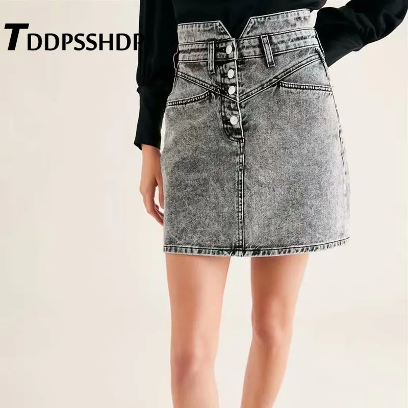 

High Waist A Line Skirt 2019 Spring Mini Womens Denim Skirts