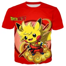 Дети Dragon Ball Pokemon Detective Pikachu 3D принтом Футболки для мальчиков с рисунком из мультфильма Футболка-динозавр Harajuku топы фильм футболки для девочек