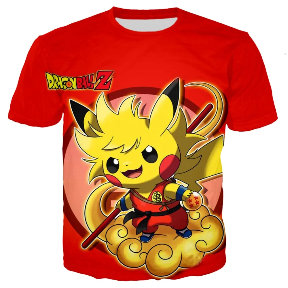 

Kids Dragon Ball Pokemon Detective Pikachu 3D Print t shirts Boy Child cartoon Dinosaur tshirt Harajuku tops 2019 new movie tees