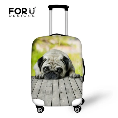 FORUDESIGNS/защитный чехол для багажа с животным Мопсом для 18-30 дюймов на колесиках, чехол для чемодана на молнии, Эластичные аксессуары для багажа - Цвет: CA4962M