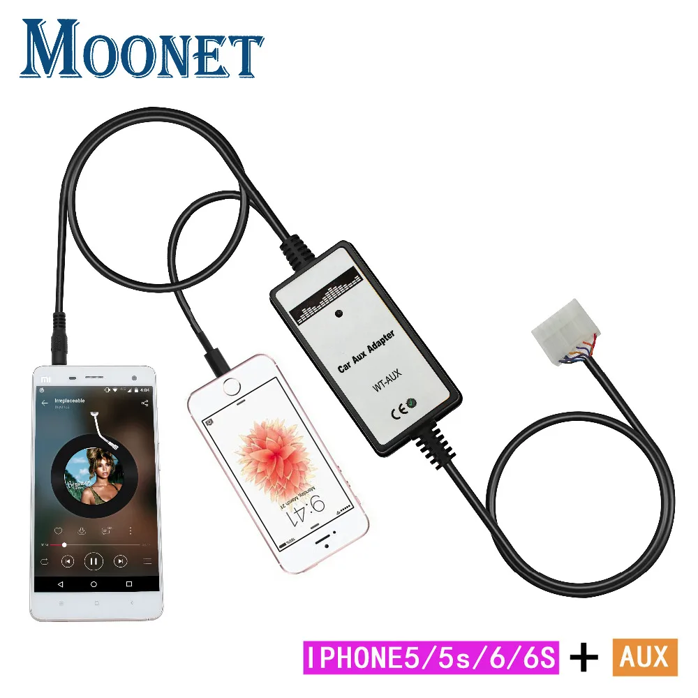 Автомобильный аудио AUX адаптер Moonet MP3 плеер 3 5 мм + iPhone Lightning для Toyota и Lexus (5 7) Corolla