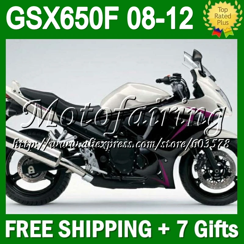 

7gifts Pearl White For SUZUKI GSX650F 08 09 10 11 12 GSX 650F GSX650 F GSXF650 #332 2008 2009 black white 2010 2011 2012 Fairin