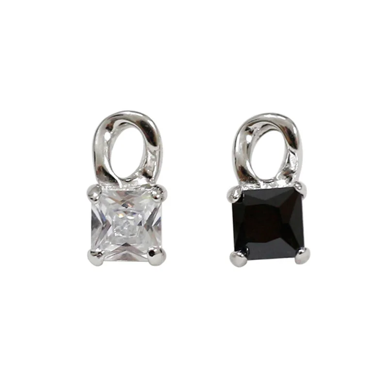925 Sterling Silver Earrings Lock Shape Stylish Minimalist Zircon Diamond Stud Earrings Silver