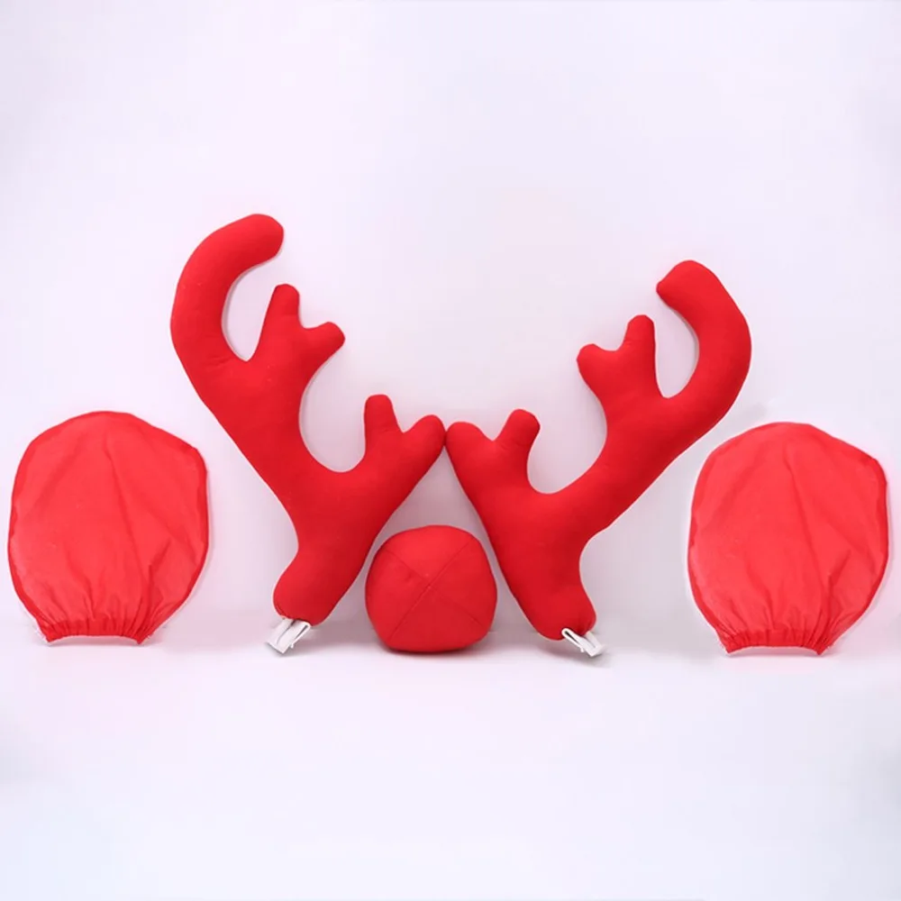 

New Design Creative Christmas Auto Car Costume Decoration Full Set with 2 Antlers 1 Reindeer Nose 2 Mirrow Covers Dropshipping