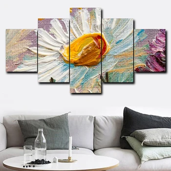 

Laeacco Daisy Flowers Canvas Prints Painting Home Decoration Wall Art Paintings Pictures For Living Room Bedroom No Frame