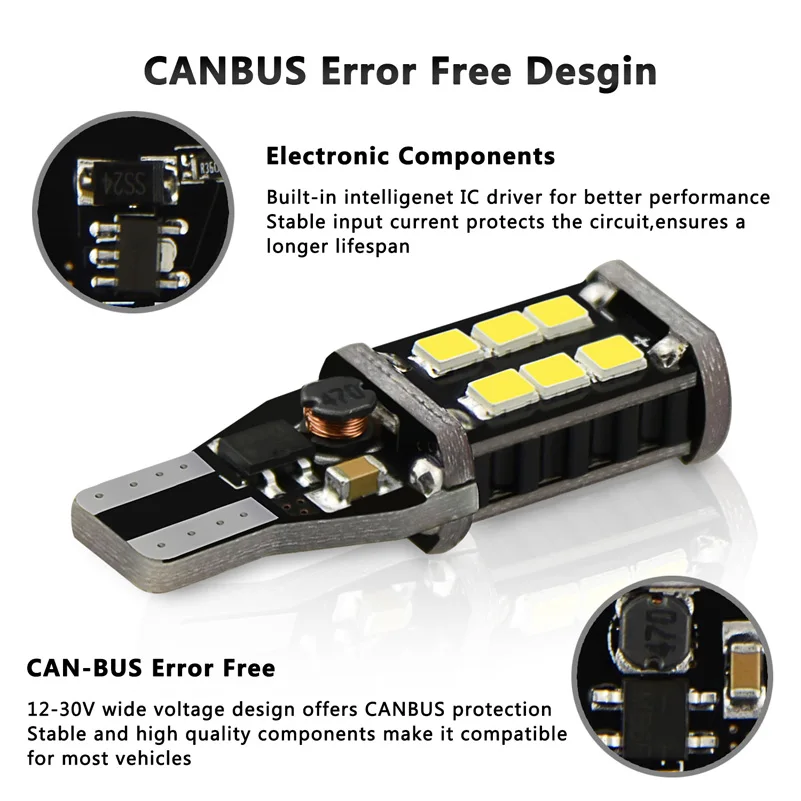 OXILAM 2Pcs Canbus T15 W16W Reverse Light Led 921 912 Bulb Back Up Lamp for Car Auto Exterior Lights Super Bright 6W 12V White OXILAM 2Pcs Canbus T15 W16W Reverse Light Led 921 912 Bulb Back Up Lamp for Car Auto Exterior Lights Super Bright 6W 12V White