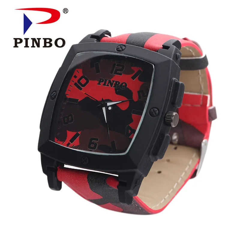 2019 новый бренд pinbo Для Мужчин Армия Повседневное кварцевые часы Для мужчин камуфляж кожаный ремешок Военные часы Relogio Feminino часы Лидер продаж