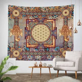 Lannidaa klasyczny słoń Mandala Tapestry Wall wiszące kwiaty w stylu boho Home dekoracyjny gobelin ścienny narzuta narzuta na sofę tanie i dobre opinie Hot Sale Bez wzorków PRINTED Poliester Bawełna Pranie ręczne można prać w pralce LTY60 muzułmańska wyszywana Rectangle