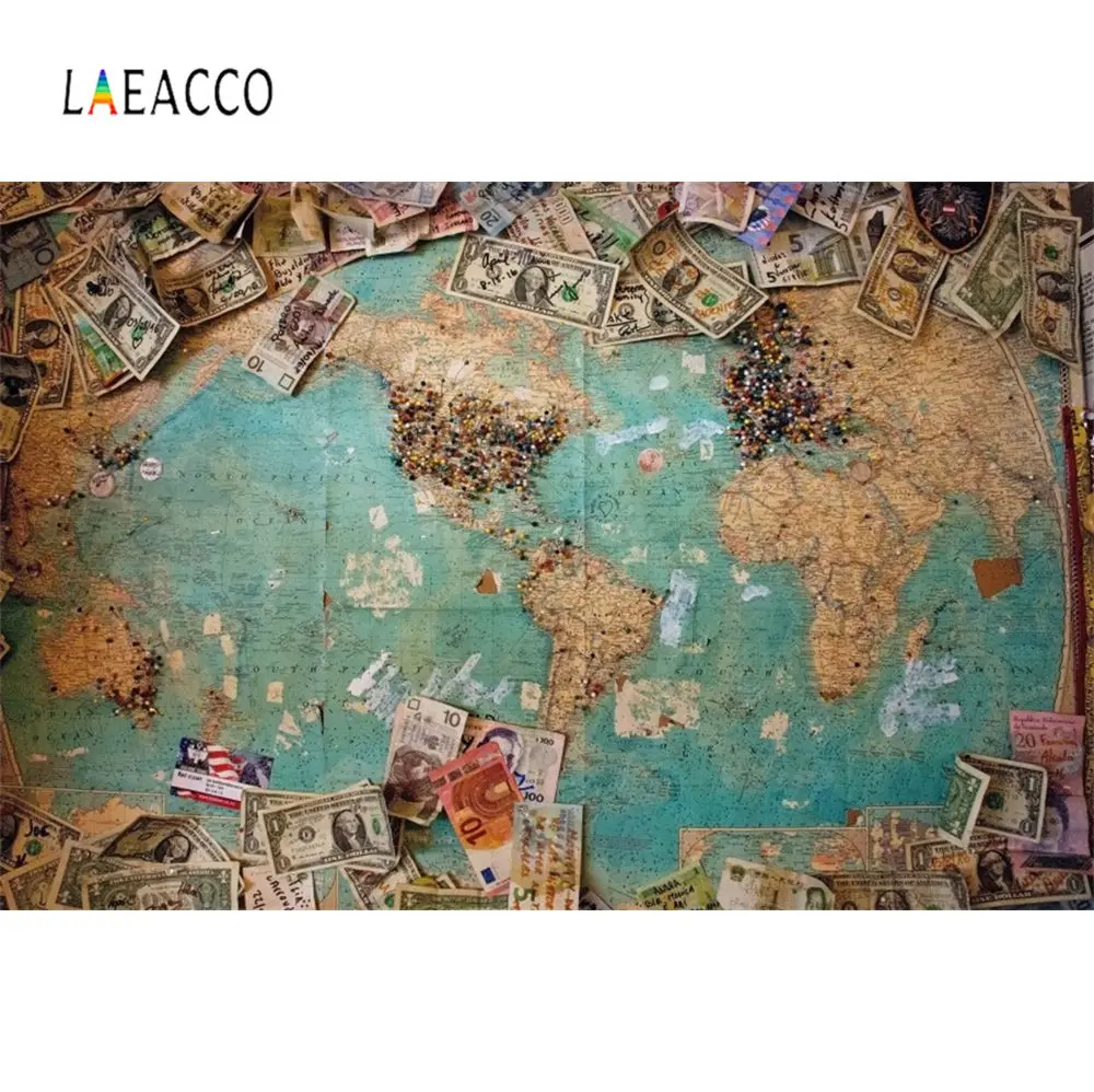 

Laeacco Old World Map Children Study Money Pattern Photographic Backgrounds Photography Backdrops For Digital Photo Studio