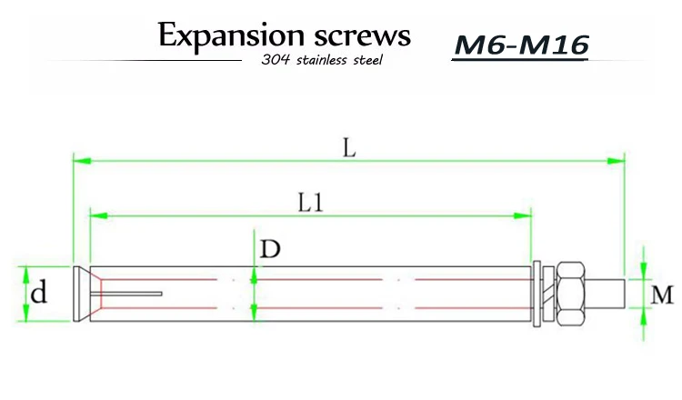 M8 нержавеющий Морской болт Расширения Винт анкер внешний шестигранник встроенный рукав бетонный анкерный болт