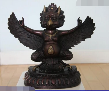 

bi003843 Tibet Buddhism Bronze Copper Redpoll Winged Garuda Bird Eagle God Buddha Statue