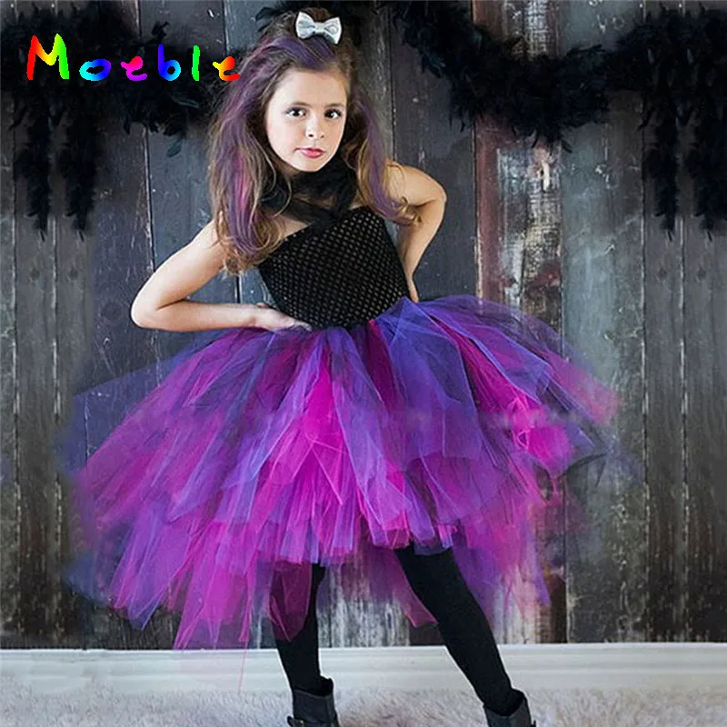 

Girls Tulle Tutu Dress Wild Queen Style Knee Length Ball Gown Kids Cosplay Costumes Girl Dresses For Birthday Halloween Party