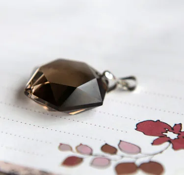 Natural Smoky quartz Quartz big satellite pendant facets with free rope 4