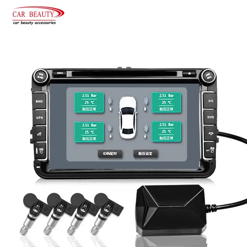 

2018 New Car TPMS for Android USB Tire Pressure Monitoring System Navigation Display Wireless Auto Tyre Pressure Security Alarm