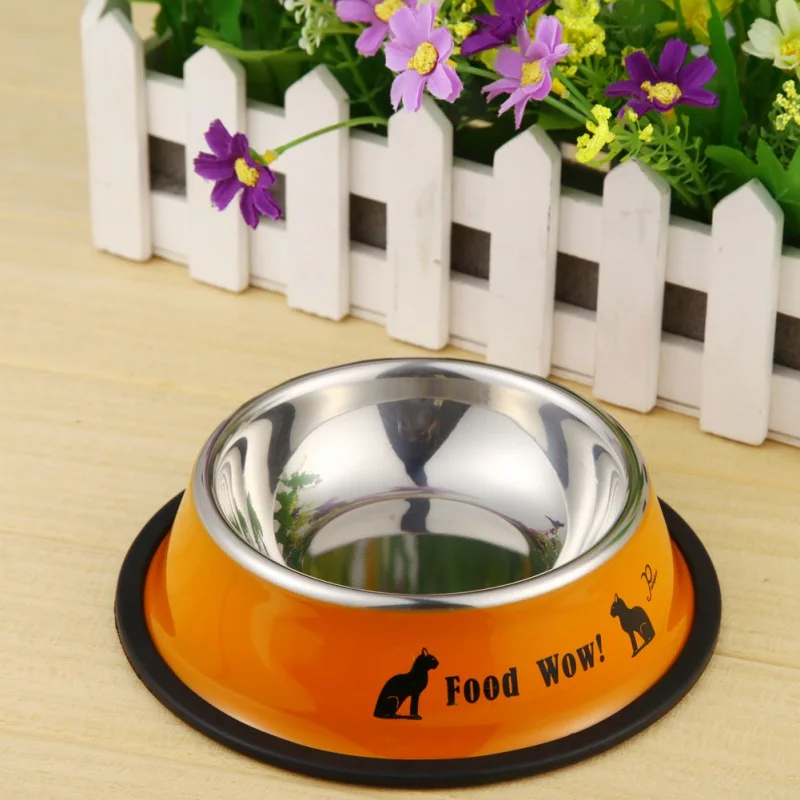 Cute Cartoon Dog Bowl Pet Senior Stainless Steel Bowl Durable And Non