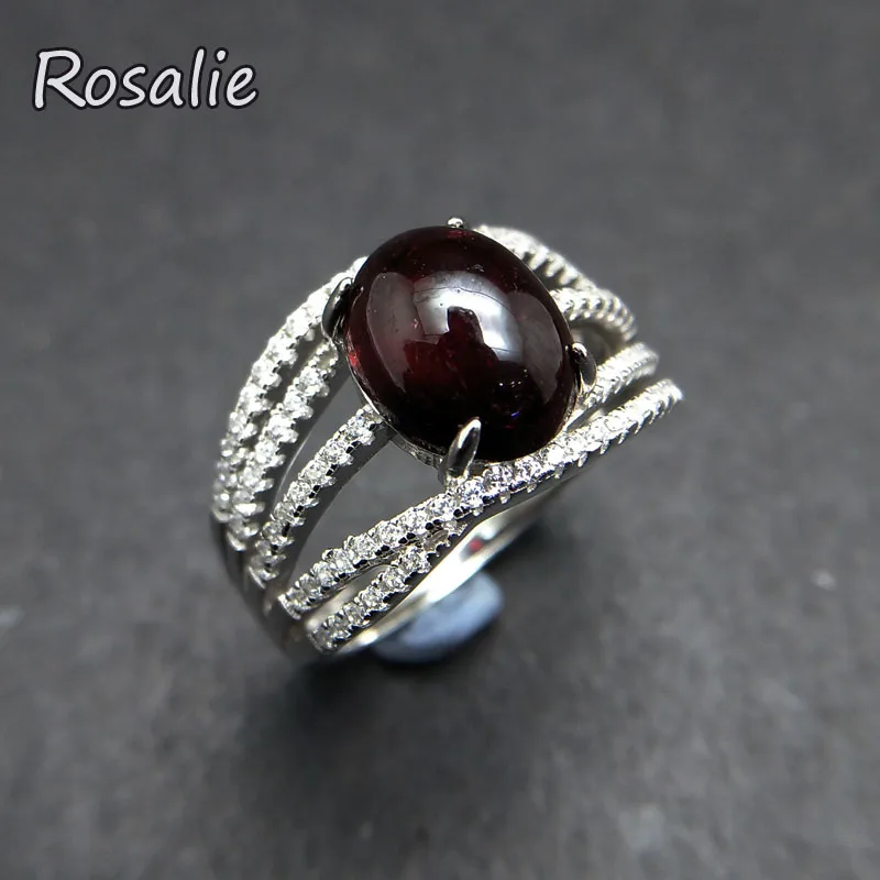 

Rosalie,3.5ct dark Red Garnet oval 8*10mm gemstone Ring 925 sterling slver engagement Rings for women fine jewelry gift party