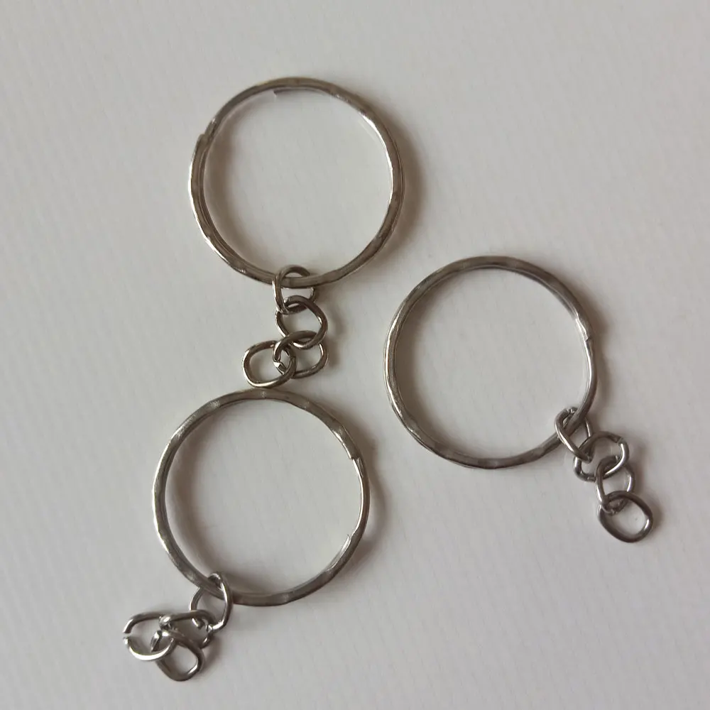 100pcs diameter 25mm Silver Key Chains Round Split Keyrings Jewelry