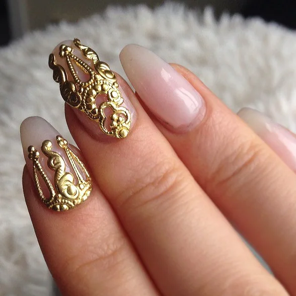 HOT 10pcs Gold &silver 3D Alloy Nail Art Decoration 3d Metal Nail HOT 10pcs gold &silver 3D alloy Nail art Decoration 3d Metal Nail Jewelry Nail Beauty Accessories - HOT 10pcs Gold &silver 3D Alloy Nail Art Decoration 3d Metal Nail