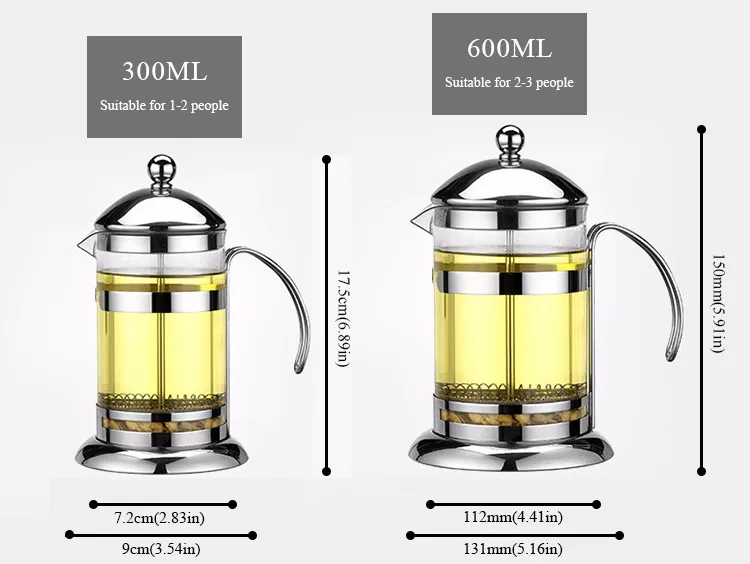 Нержавеющая сталь Французский пресс кофейник машина чайник стекло с фильтром Reliever путешествия кофейник