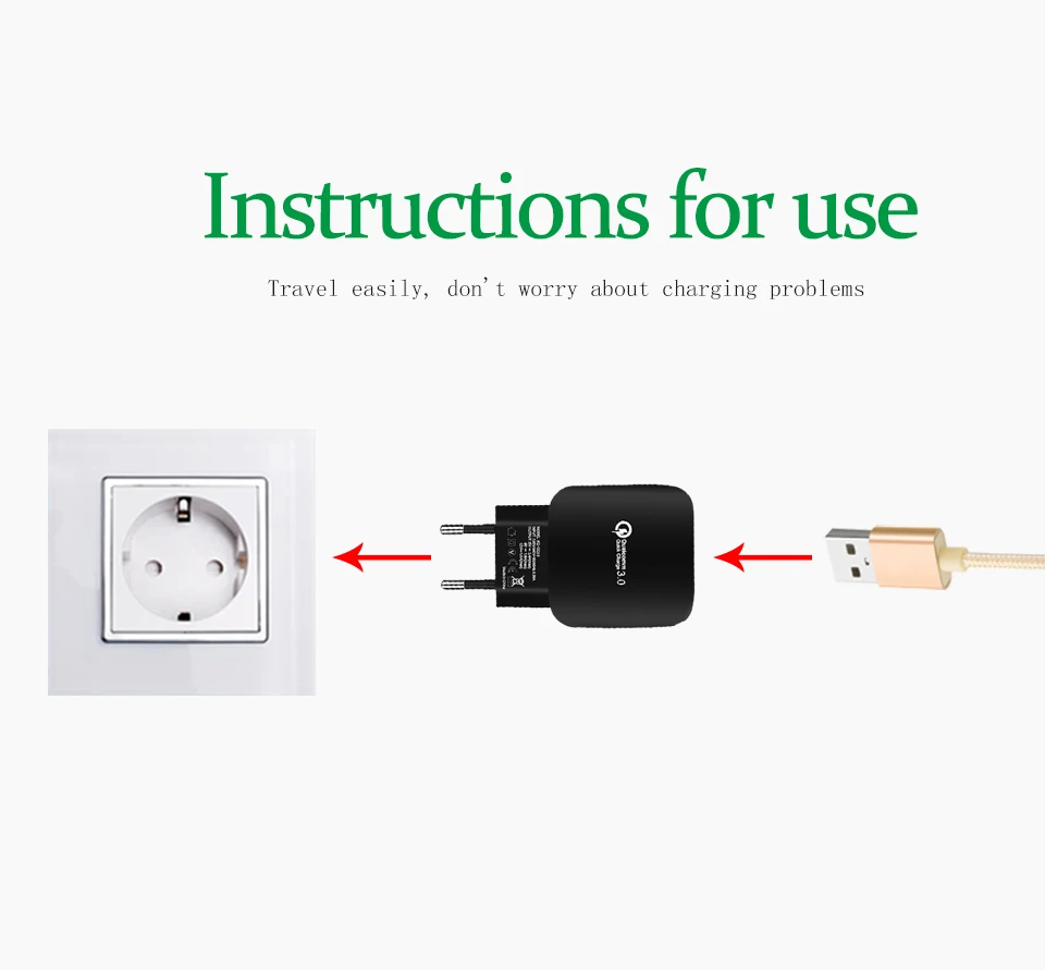 QC3.0 Quick Charge 3.0 Fast Mobile Phone Charger EU US Plug Wall USB Charger Adapter for USB Digital Device Tablet Smart Phone (5)