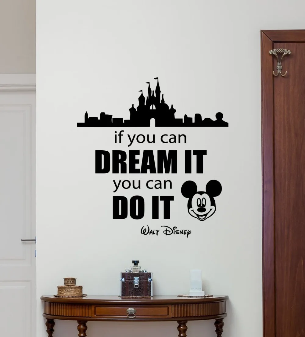 

New arrival Wall Decal Mickey Mouse Castle Home Bedroom Wall Sticker Cartoons Movie Lettering Boy Baby Kids Art Nursery Decor