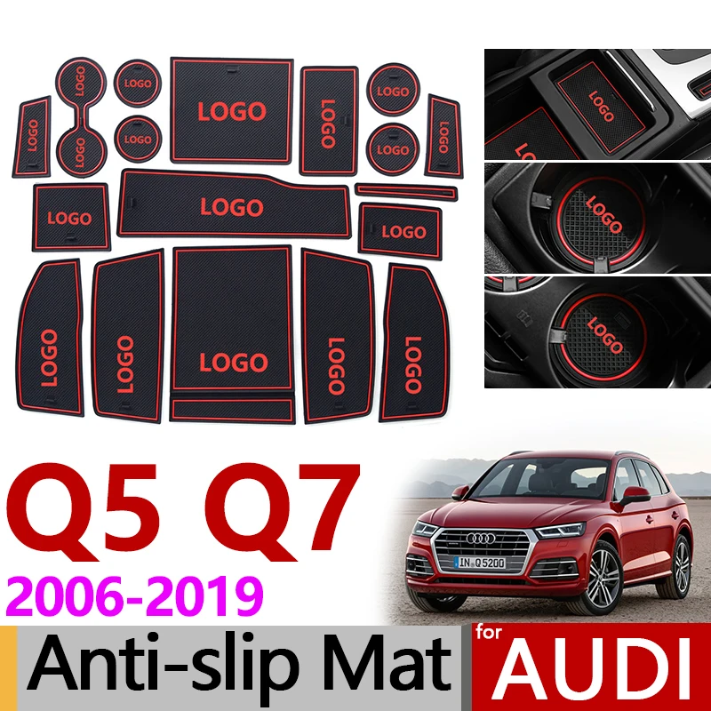 

Anti-Slip Rubber Gate Slot Cup Mat for Audi Q5 FY Q7 4L 2006 - 2015 Q7 4M 2016 2017 2018 2019 SLine S-Line Accessories Stickers