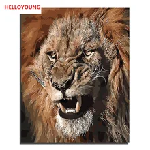 HELLOYOUNG DIY Ручная роспись маслом Король Лев цифровая живопись по номерам Масляные картины китайские картины-свитки