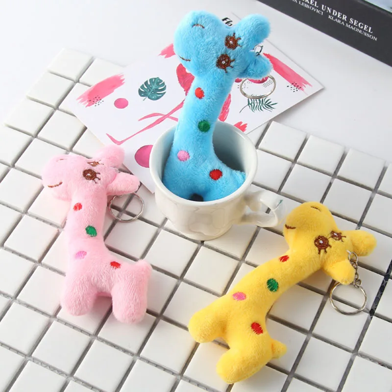 

Key Ring Porte Clef Keychain Pendant Car Ornament Mini Soft Plush Key Caps Rings Doll Holder Stuffed Giraffe Newborn Kids Toys