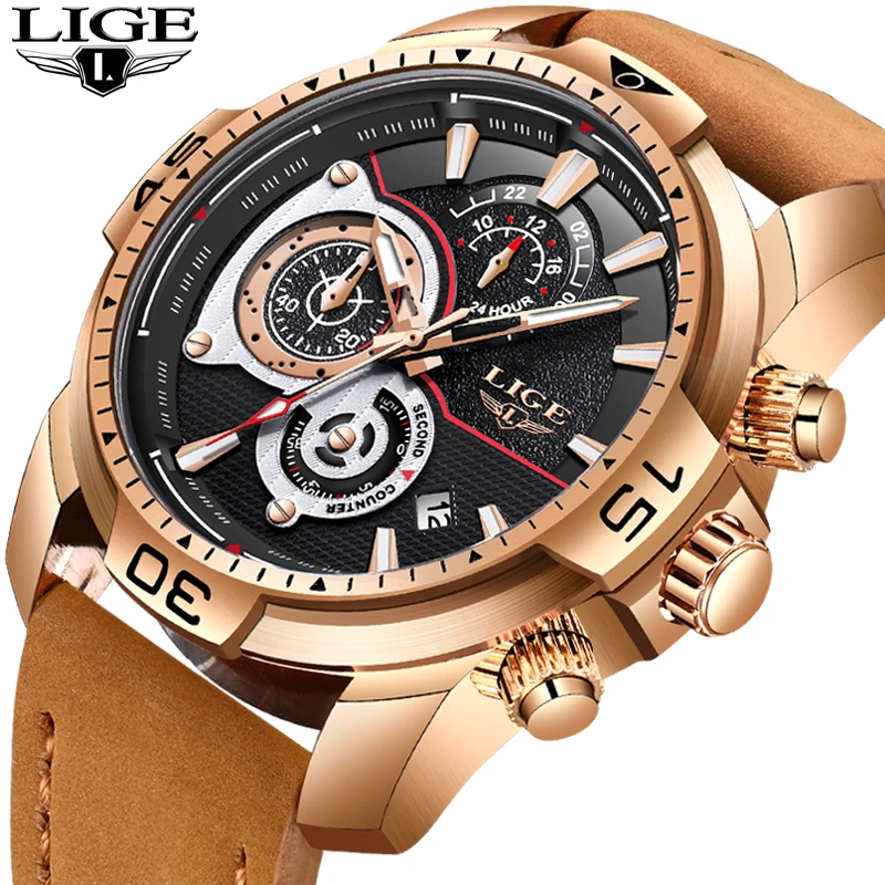 

2018 LIGE New Watches Men Fashion Leather Quartz Clock Mens Watch Top Brand Luxury Waterproof Sport Wristwatch Relogio Masculino