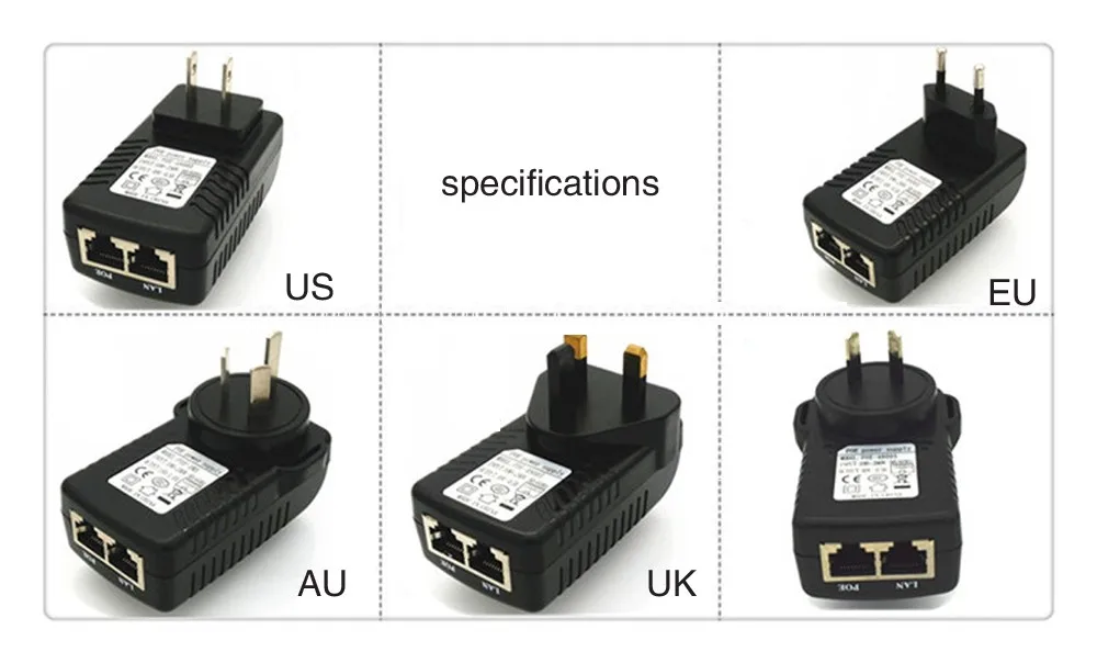 48 В 0.5 Инжектор PoE Мощность Over Ethernet адаптер, вставки стены Тип