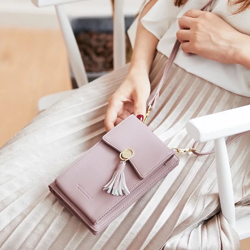Summer Women Phone Shoulder Bag PU Leather Money Wallet Mini Chain Mobile Long Phone Bags Holders C